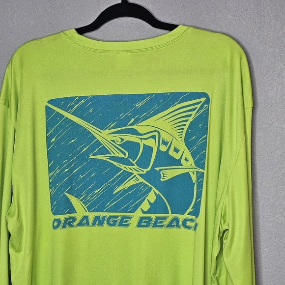 Sport-Tek Other - Sport Tek Performance Tee Shirt Mens XL Orange Beach Neon Green Blue Marlin Fish